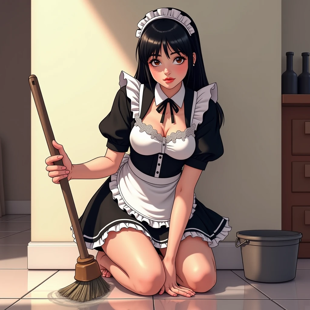 sit on urinal, whole body is wet, 1 girl, toilet, cleaning urinal, kneeling, sponge, dirty, pee, garbage,, masterpiece, best quality, very detailed, maid clothes, brown hair, freckles on face, white liquid all over body, yogurt all over body
