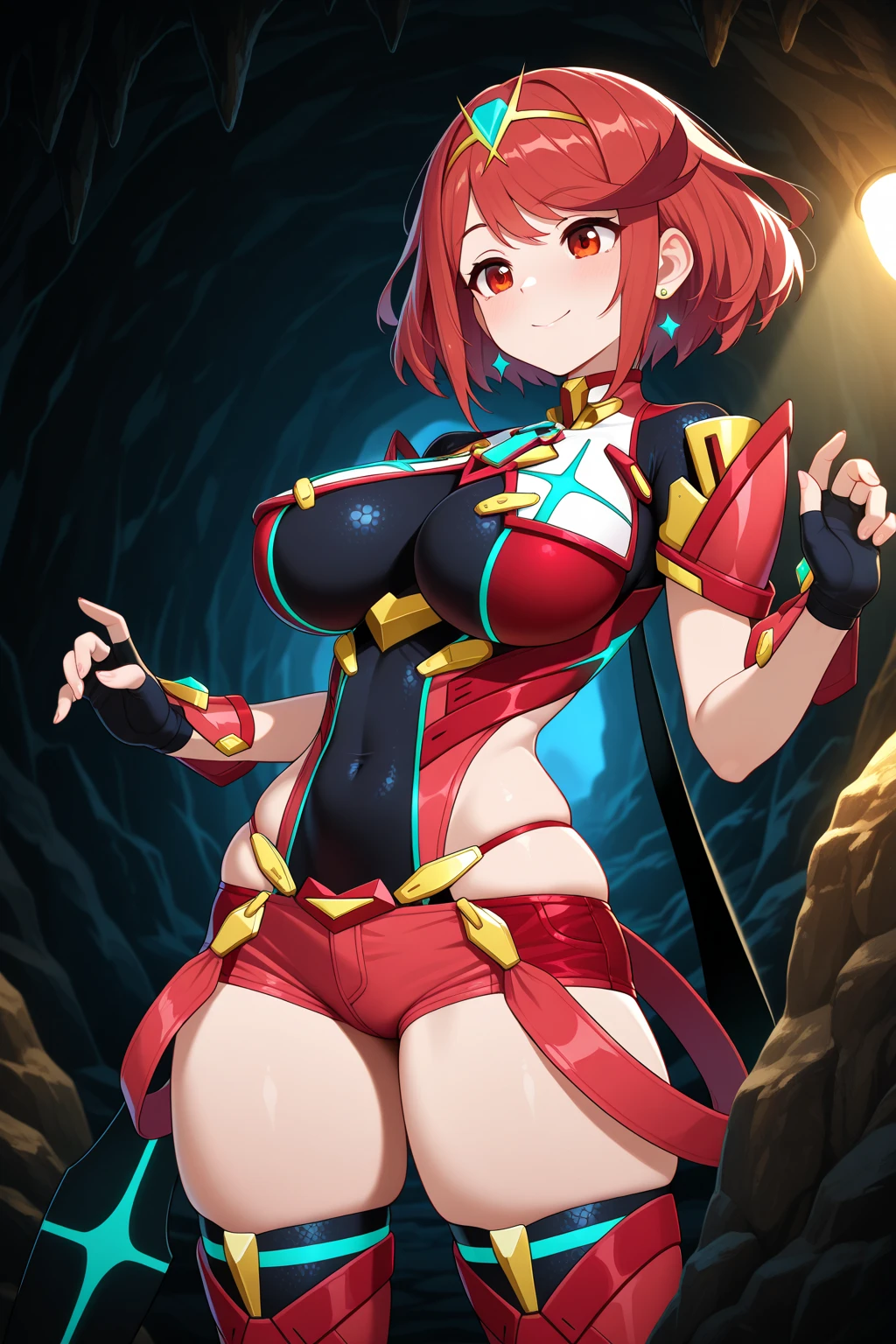 pyra \(xenoblade\), teen_1girl, , armor, bangs, black gloves, breasts, red eyes, light_open_mouth, earrings, eyelashes, fingerless gloves, floating hair, framed breasts, gem, gloves, hair ornament, headpiece, jewelry, big_breasts, leaning back, swimsuit, neon trim, official art, pose, red hair, saitou masatsugu, short hair, sidelocks, skin tight, 独奏, swept bangs, thighhighs, tiara, fantasy_town_background, underbust, vambraces, xenoblade chronicles \(series\), (xenoblade chronicles 2), (spread_Legs:1.1), fire_effect,dynamic_pose,fighting,light_smile, (plump:1.4), big_is,huge_sword, hold_large_sword_hilt, covered_nipples, (covered_pussy:1.2),cameltoe,back_view, fists,ponytail,plump,beautiful_fingers,(独奏:1.1),(((Pussy in full view))),((I'm showing off my)),(NUDE),(((NFSW))),((sexy costume)),