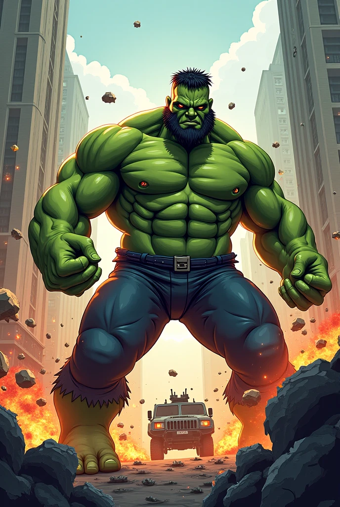 A Dramatic firefighter as green hulk wearing firefighter uniform and tools such as helmet or axe, cinematic, extreem realistic, extreem detailed, extreem Sharp, full body shot