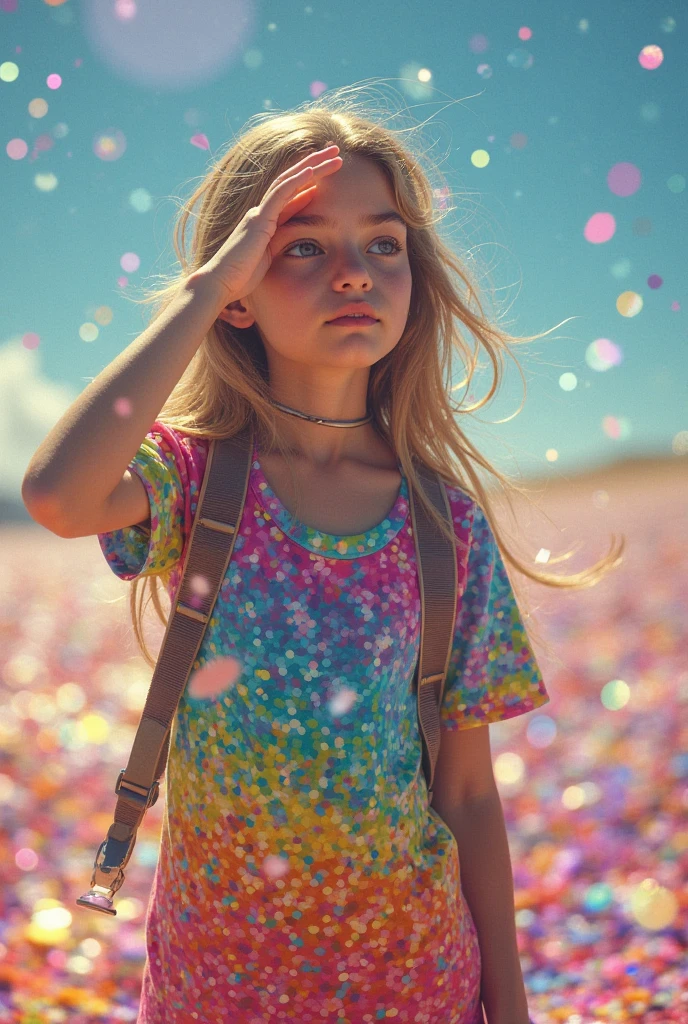 irish precious girl, sleepy, carnival, ferris wheel, foggy, emotive, cottoncandy, sunlit cottoncandy wild messy windy hair glistening, drenched in sunlight and shadows pattern, morning dew, haze, nostalgia, style of sally mann in color