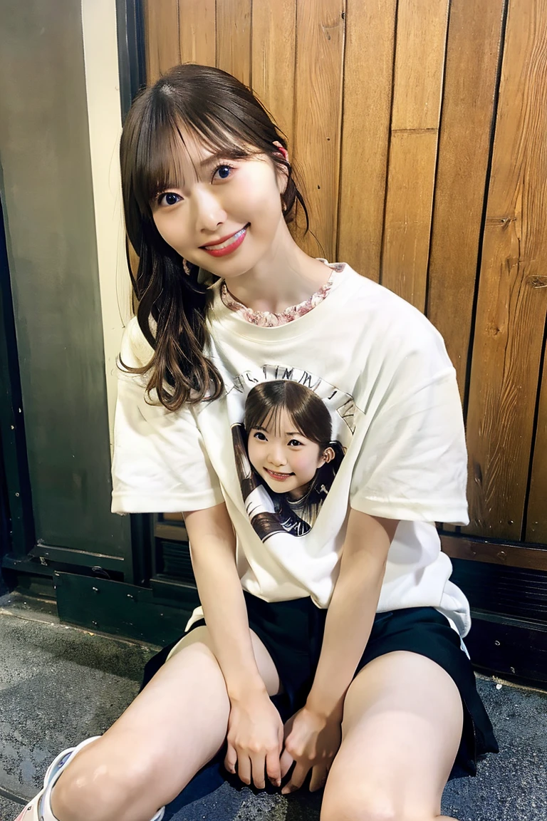 (top-quality、​masterpiece:1.5)、(Photo Real、intricate-detail:1.2)、超A high resolution、absurderes、
1girl in、25-year-old girl、Idol-like face、Facial light、blush of the nose、
tshirts、Mini skirt 15cm above the knee、
A smile、Small dimples、
Slim waist、Slim Leg、Long leg、
slender and very slender body,,,,,、
shinny skin、Authentic skin texture、
Open Cafe、Sitting on a chair、Ice Cafe in hand、natural soft light、The best lighting、细致背景、detailed shadow、foco nítido、Depth of field f / 2、
saturated、highly contrast、Strong light and shadow