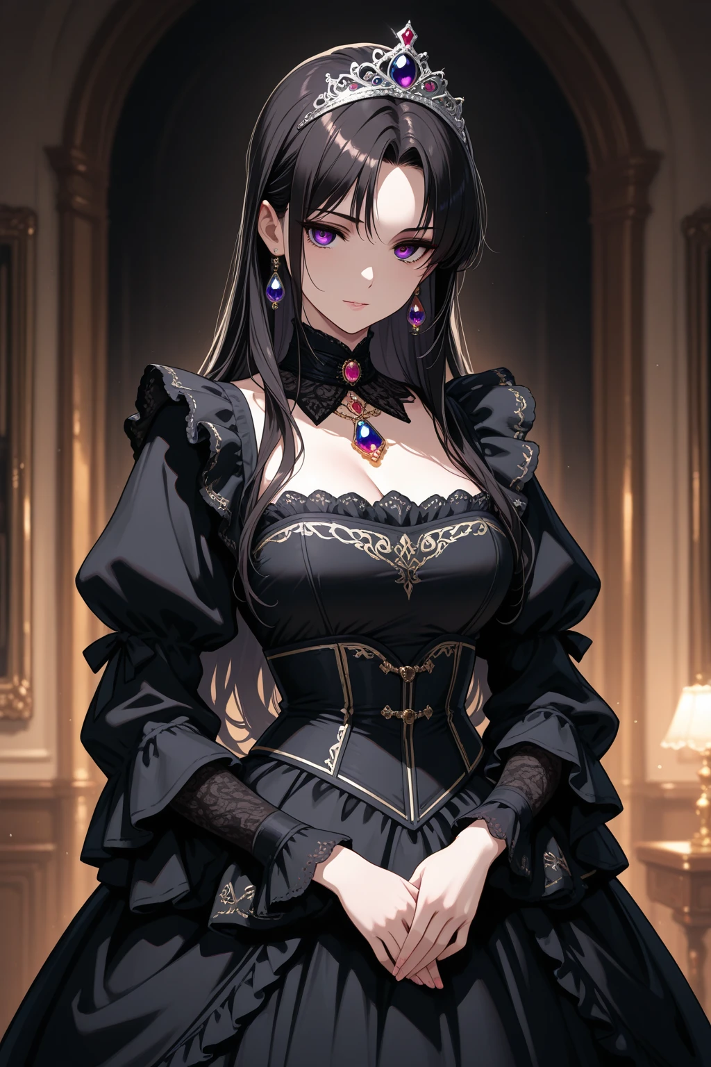 Chica alta vestida de Body negro con cadenas brillosas vistosas. Collarcadenas de 3 vueltas con candado de dige. vestido de negro. Rojo colorada roja ella tiene el pelo rojo y tiene de ojos verdes se prepara para su amo ella la esclava de su amado ama ponerse cadenas al cuerpo es boluptuosa