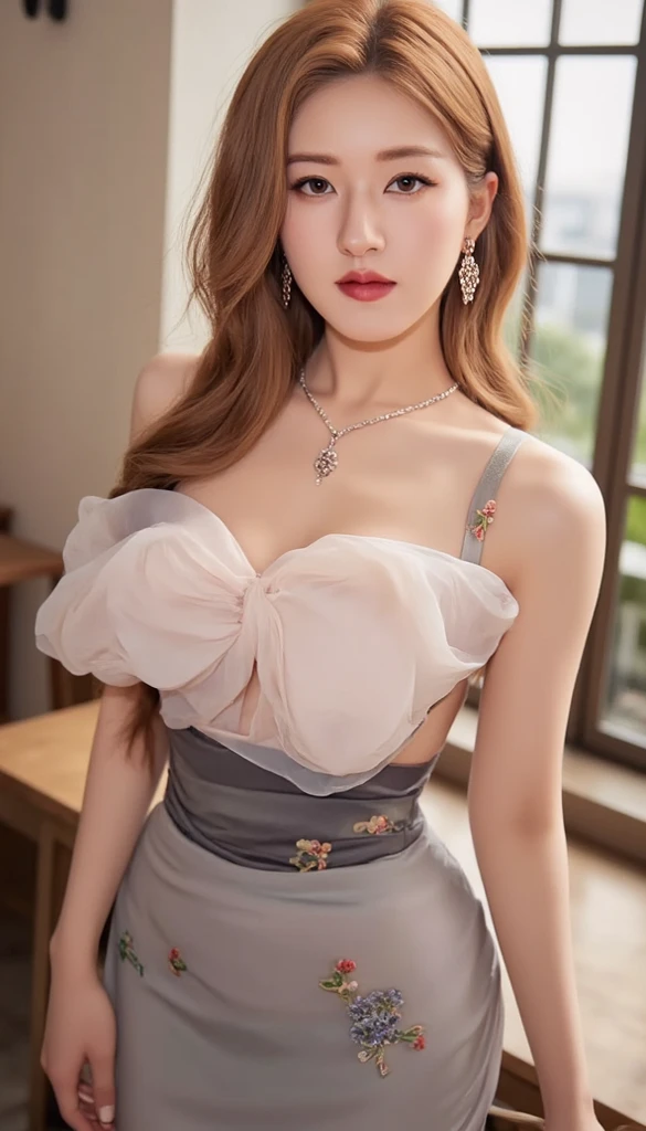 Transparent ultra-thin panties，best quality、16K High Resolution、Very detailed、masterpiece、Live shooting、Practical:1.4、Surrealism:1.4、Clear focus、Very delicate and beautiful、nitty gritty、1 female、(European:1.2)、(Blonde)、(Spread your legs:1.3)、(no panties:1.3)、(National Foundation:1.1)、 (Sitting at the table)、(Super beautiful)、(Pretty Face:1.5)、(Ponytail, stocking)、(Delicate face)、(beautiful eyes)、Perfect round eyes、(Delicate lips)、Lipstick、(Eyeliner)、mascara、Eyeshadow、(Military Green Pencil Skirt,)、White shirt、Green set, tie、In NSFW