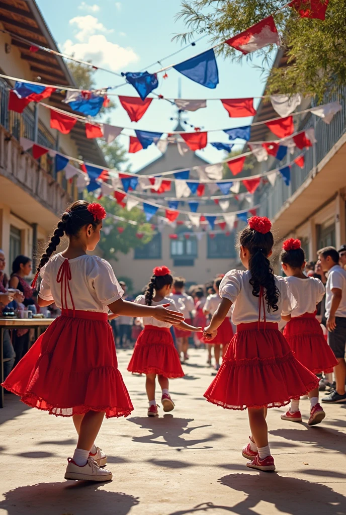 Boys and girls dancing Costa Rican folk music