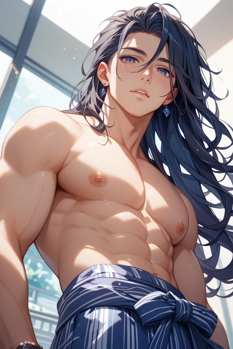((masterpiece)), ((Best Quality)),(photo realistic), beach, Starry sky, crescent moon, Moonlight, midnight,(Bathing), (public hair),(Beautiful Japanese Woman), (26 years old),1woman, looking at viewers,((pubic hair:1.2)), (full nude:1.4),(futanari),(erect penis),testicles, (Attractive waist circumference), (Attractive thighs), (Wet skin), Pulled back hair,wide forehead,(Wet hair), (wide-hips), Perfect limbs, (armpit hair:1.3),(flat chest:1.4), (abs:1.2), black long hair,straight hair, (blush), Outstanding proportions, Necklace, Accessories, (muscular), (Detailed face), (Detailed beautiful eyes), (Big eyes)