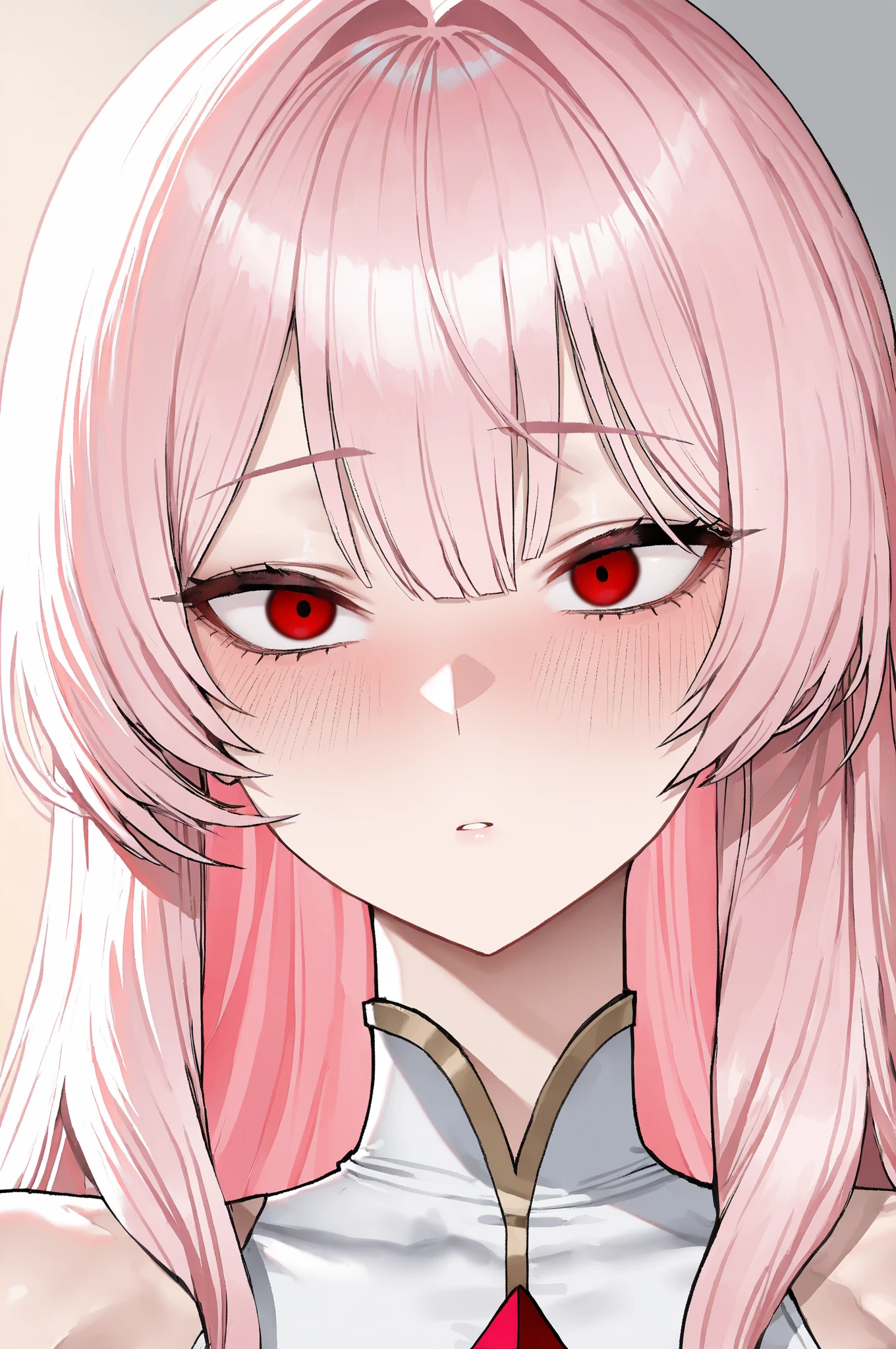 (masterpiece:1.2), (best quality:1.2), (sharp detail:1.2) highres, absurdres, best quality, intricate, ultra-detailed, 8k wallpaper, perfect face, beautiful detailed eyes, <lora:mori-calliope-v3-000008:0.9>, calliope mori, solo, 1girl, (smug:1.2), pink eyes, smile, grin