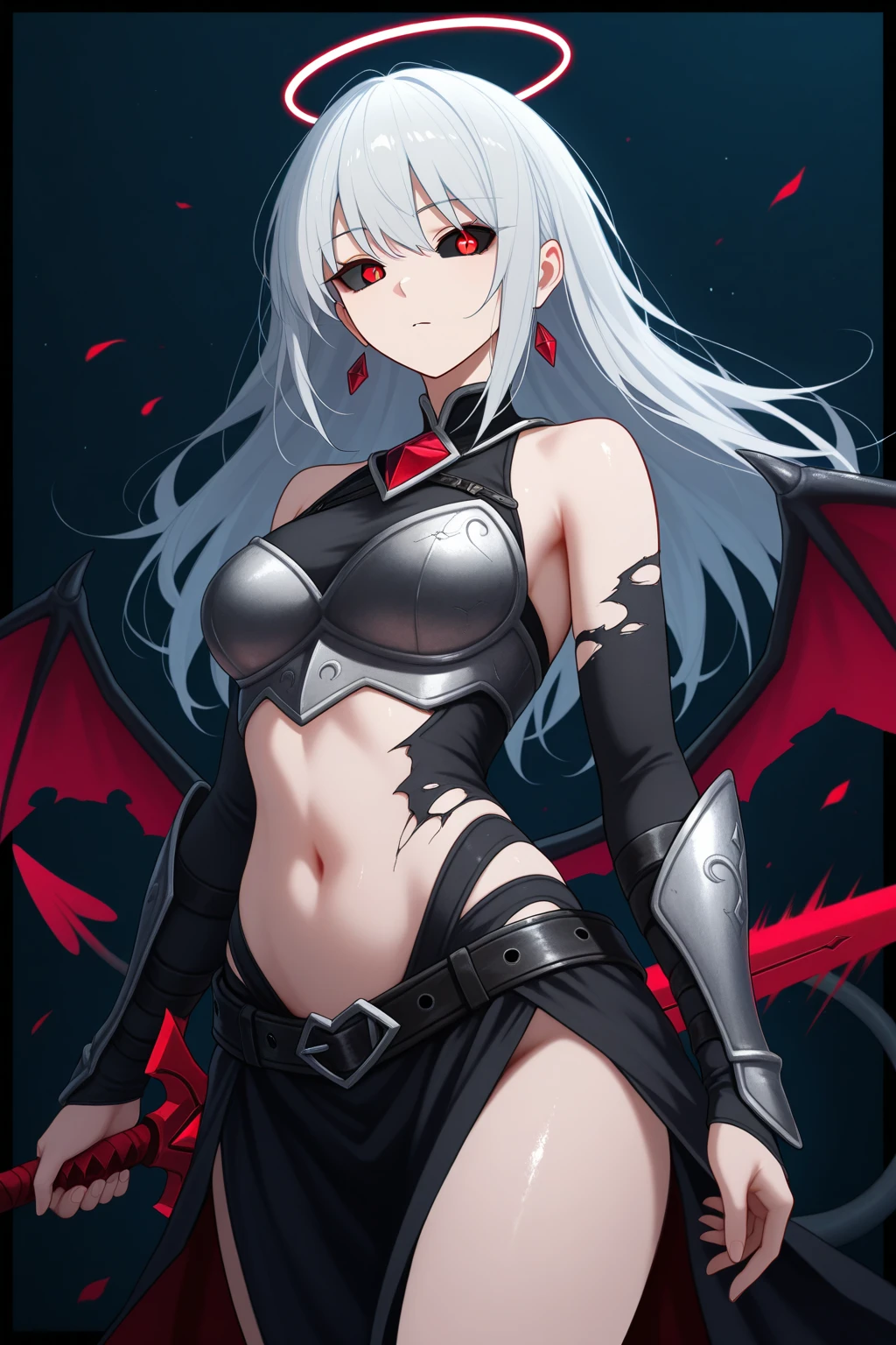 ((Finest quality)),(超A high resolution),(ultra-detailliert),(Meticulous portrayal),((Best Anime)),(Finest works of art),(Ultra-Precision Art),(The art of astounding depiction,Overwhelming depiction:1.5),(intricate and detailed art:1.6), (adult woman:1.5),(Hanging:1.6),Staring at this:1.4,sneering:1.5,(Armor shaped like a skeleton:1.3), (Black Flame:1.5), NSFW, small breasts, prominent collarbones, skinny arms, flat stomach, visible hip bones, long hair, red hair, white hair, blonde hair, dark hair, ponytail, thick ponytail, heavy ponytail, red and white clothing, Bloodborne inspired, occult aesthetic, occult, detailed and intricate steampunk and detailed gothic, NSFW Fluttering lace frilly petticoats, pleated petticoats