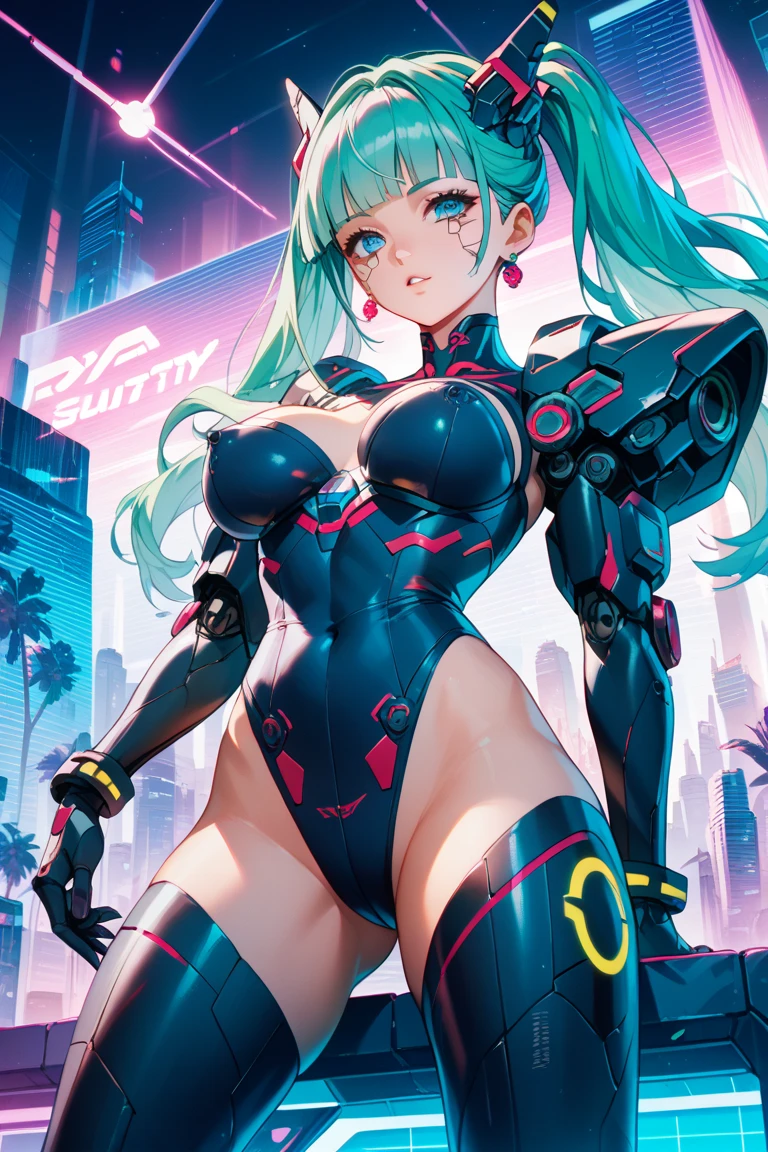 cute bunny girl,(((1girl))),((anime bunny girl with extremely cute and beautiful aqua hair walking seductively down the street)),(((bunny girl,anthro furry cute,bunny-girl))),(((bunny ears,bunny ears on head,big bunny ears))),


(large breasts:1.4),saggy breasts,(((aqua ponytail hair:1.35,colored inner hair, ear breathing, large hair))),((heterochromia, eye1 aqua, eye2 yellow, perfect eyes, upturned eyes:1.3, beautiful detailed eyes, finely detailed beautiful eyes:1, big highlight on eyes:1.2, slanted eyes)), ((fat)),(((lustrous skin:1.5,bright skin: 1.5,skin tanned,shiny skin,very shiny skin,shiny body,plastic glitter skin,exaggerated shiny skin))),(spider lower abdomen,narrow waist,wide hip,athletic body,inflated legs,delicate detailed fingers,detailed body,detailed arms,human hands, detailed hands),

cute,slutty,seductive,erotic,(((nsfw))), 

(((pit girl uniform)))(magenta pit girl suit unbuttoned), ((magenta clothes)), (((huge cleavage))), cleavage cutout, (detailed outfit,detailed clothes),

(dynamic pose:1.0), solo focus, embarrassed, centered, scale to fit dimensions, Rule of thirds,

outdoors, ((night view)), (cyberpunk night street Background: 1.5,dark sky,alleyway,lonely alley,thick clouds, detailed background:1.25),

(best quality), (high resolution), (sharp focus), (ultra detailed), (extremely detailed), (extremely high quality artwork), 8k_wallpaper, (extremely detailed CG 8k),(very fine 8K CG), ((hyper super ultra detailed perfect piece)), flawless, (((masterpiece))), illustration, vibrant colors,  (intricate), High contrast, Selective lighting, Double exposure, HDR (High Dynamic Range), Post-processing, Background blur,