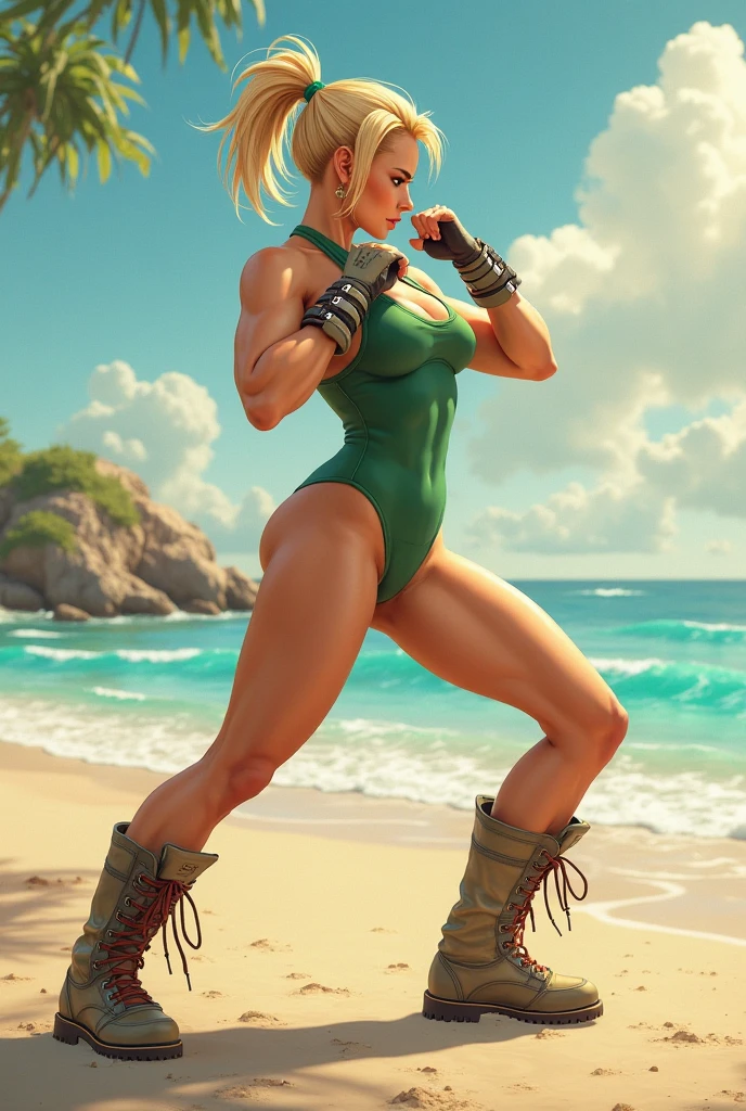Scenary: Plain background Character: Solo Female elf smile mouth closed: Body, full body toe to head: Tall and slim with an hourglass figure Toned and muscular physique Slender abs Perfect anatomy (hands on hips, good hands, best hands) shackles wristbands bracers bracelets sleeves