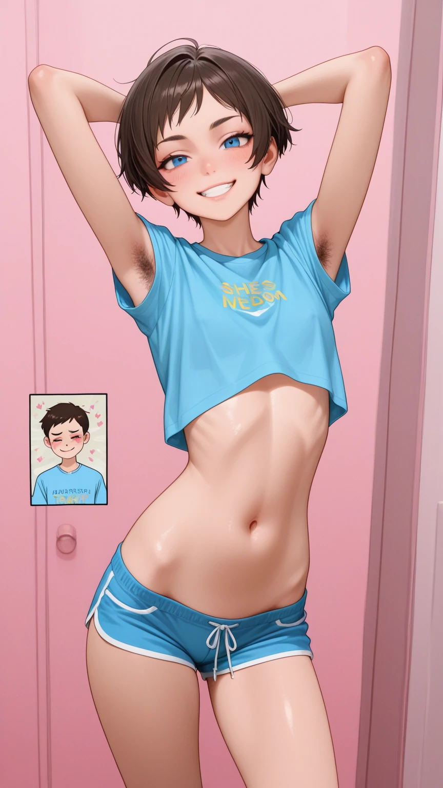 best qualtiy， tmasterpiece， 超高分辨率， （realisticlying：10）， RAW photogr，A boy is about 15 years old，Take a shower in the bathroom，Wear a pair of transparent panties，Raised sexy，Beautiful face