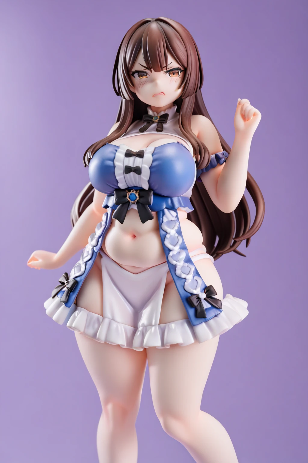Close-up of doll in blue dress and white top, ( highly detailed figure ), kasumi arimura style 3/4, saori, Also, small curvaceous loli, Honest, close up iwakura lain, Chiho Aoshima, pop up parade figure