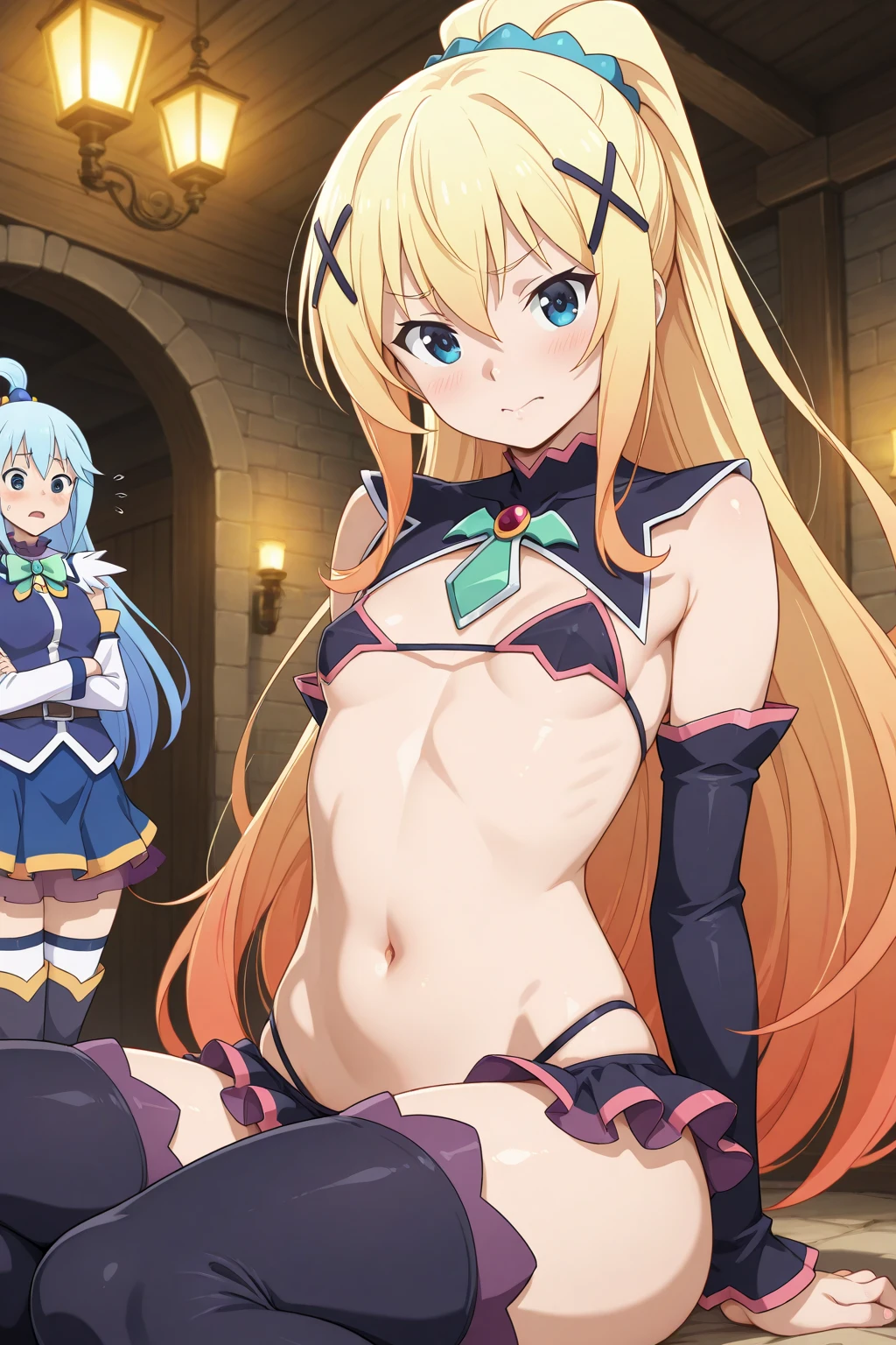 Armored, naked, pussy, sem camisa, sem calcinha, lingua para fora, ahegao, spread legs, spread pussy, seios grandes, cum
