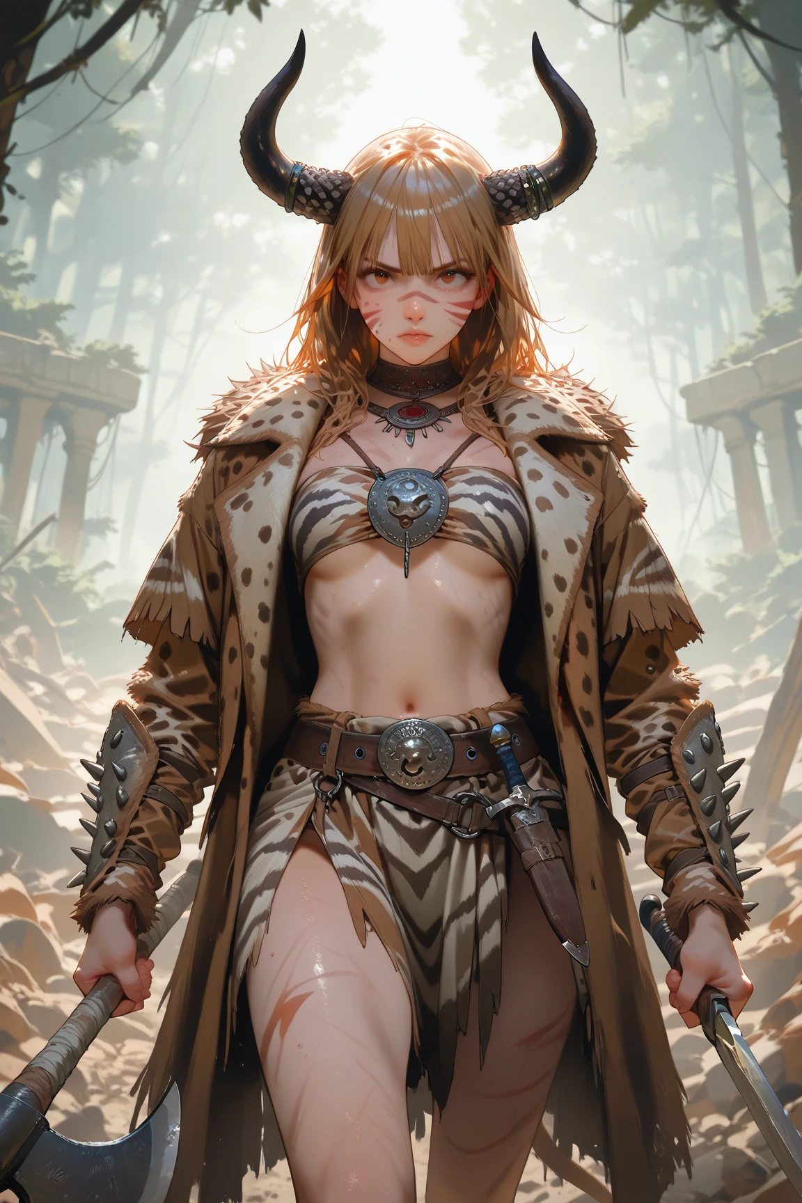 Copper model,Antler cap, Silver weapons, The sword, halter, Weapons of the future, 32K, Linen cloak, Top quality, Masterpiece:Faust,,1 child, short detailed hair, thin fog, (tmasterpiece,k hd,hyper HD,16k),clutching a sword,blood sky, Brunette knife, Shorts smoke, Mist coating, bandagens, sword sheath, Masks, 独奏,Ivory white background
