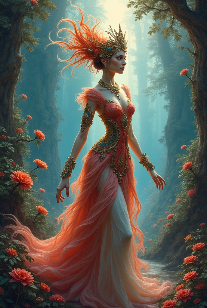One Anime Girl About 2 With A Beautiful Figure A Beautiful Body In Full Growth With Thin Clothes Sparkles With Gold Dust With Gold Jewelry And Purple Patterns On The Dress, black and red hair, bright green eyes, Butterflies Fly Purple Gold Color with Blue Iridescence Very Many and Colorful, full detailed, masterpiece, bright colors, The Dark Night Background in the Enchanted Forest where the Lights Sparkle and Shine and Wasps Light up the Night Depths,Glitter and Beauty, Grass and Magic Moss Everything grows on the ground, very beautifully and colorfully, Large Scale Painting, score_9,score_8_up,score_7_up,dramatic lighting,highly detailed,high budget,bokeh,cinemascope,moody,epic,gorgeous,film grain,grainy,masterpiece,best quality,perfect anatomy,very aesthetic,official art,8k,BREAK