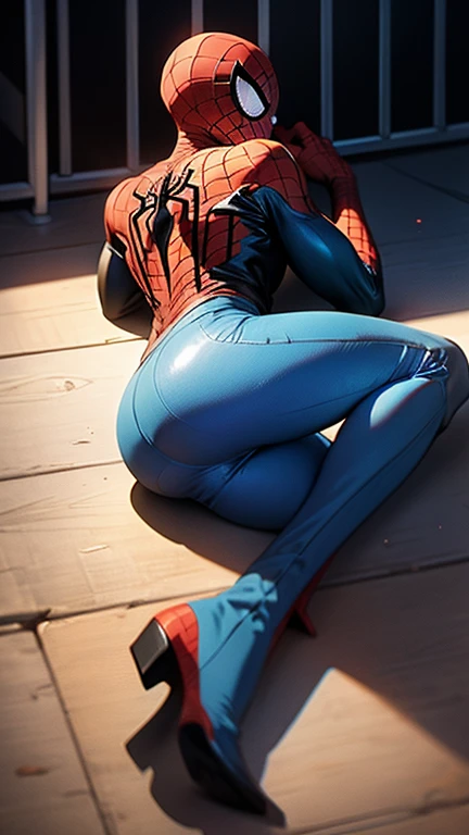 Yang Mi,Spider-Man tights,Full-figured,upstairs,crawling