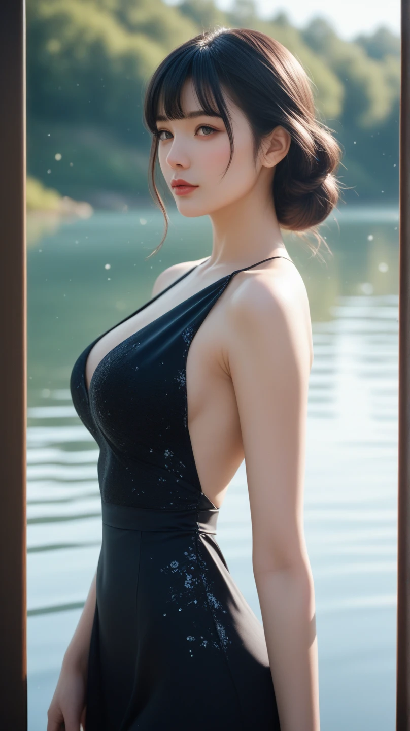 (RAW shooting, 32k:1.5, highest quality, masterpiece, Ultra-high resolution), (Night outdoors, Dramatic moonlight:0.9, Mysterious World:1.2, Expressions of sadness:1.0), Side Shot, Fractal Art:1.3, Perfect dynamic composition:1.3, Highly detailed skin and face textures:1.3, Dynamic flow of water waves:1.3, Dynamic air flow:1.3, The subject is observed from a distance, elegant and sophisticated:0.5, Fair skin, Incredibly slim body:0.9, Very beautiful face, (Very accurate, Very detailed), Water droplets on the skin, (Yoga Wear:1.3, Zazen pose 1.3, Meditation pose:1.3), Big eyes that exude beauty, Beautiful lips, Unreal atmosphere, Earrings, bracelet