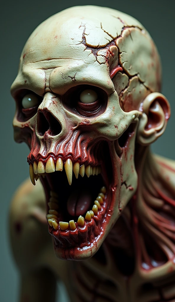a woman with a horrifying face, extremely ugly and distorted features, sunken eyes, gaping mouth, rotting skin, a skeletal body, unhealthy and uncomfortable appearance, in a dark, unsettling horror atmosphere, highly detailed, photorealistic, 8k, best quality