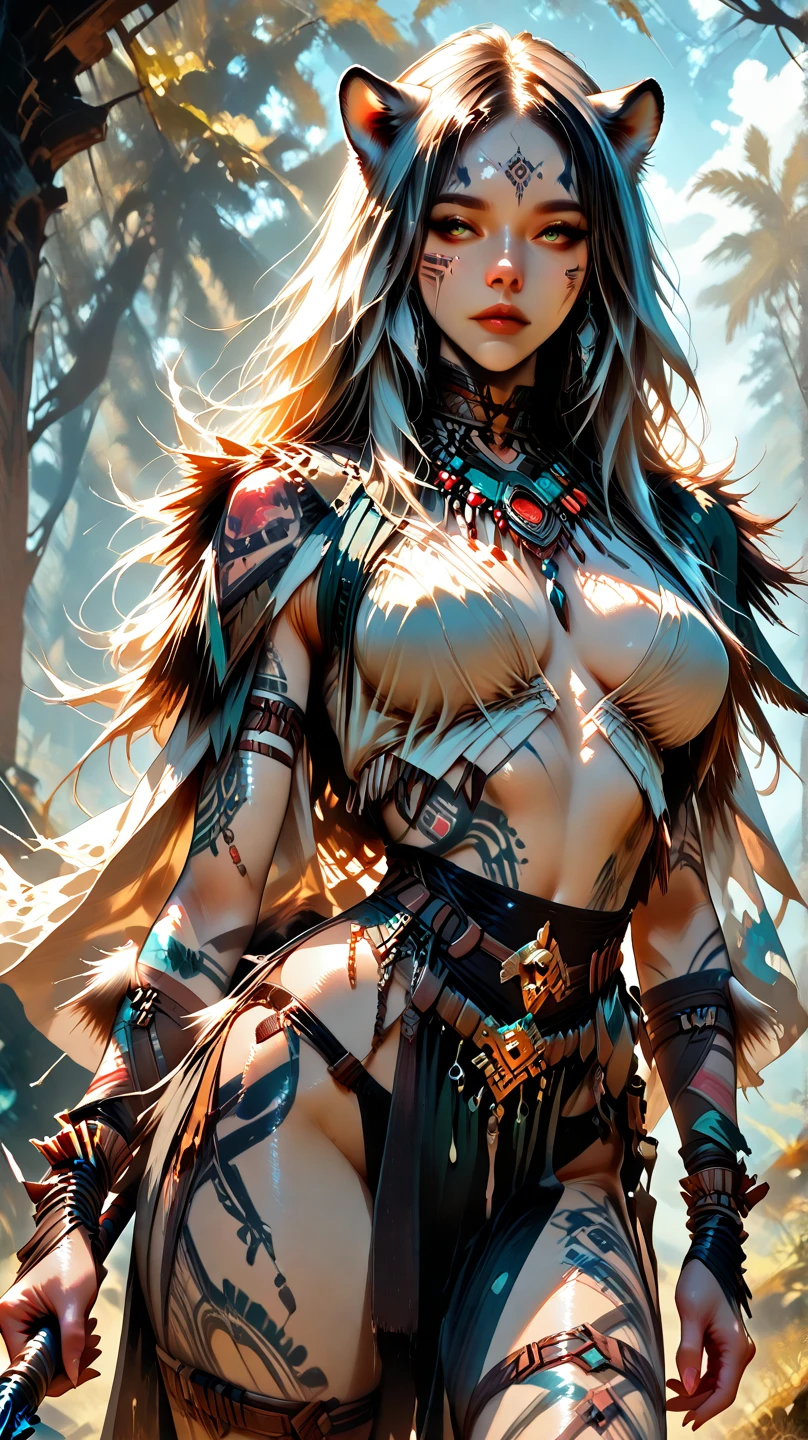 girl,1girl, (large breasts:1.5),(((white hair:1.4,(hair in dreadlocks:1.5),long hair:1.4,colored inner hair))),(((white_eyes:1.3))),intricate eyes,beautiful detailed eyes,symmetrical eyes,((((tan,dark skin:1.3,black skin:1.35,dark-skinned_female,dark skin:1.3,ebony skin:1.3,lustrous skin:1.5,bright skin: 1.5,shiny skin,very shiny skin,shiny body)))),(spider lower abdomen,narrow waist,wide hip,athletic body,inflated legs),(((detailed face))),beautiful detailed lips,(((black race:1.2))), (cute,slutty,sensual,seductive look,seductive,((erotic)),((nsfw)), 13-year-old,African woman,Zulu warrior,huge neckline,(black-skinned savanna warrior,wearing a Komodo jumpsuit:1.3),(((intricate outfit,intricate clothes,ornate outfit,ornate clothes))), (dynamic pose:1.0),embarrassed,funny smile,(centered,scale to fit dimensions,Rule of thirds), ((snowy pine forest at night)), with dark stormy clouds,winter,scenery:1.25,((snow forest background)),Christmas tree, highres,sharp focus,(ultra detailed,extremely detailed),(photorealistic artwork:1.37),(extremely detailed CG unity 8k wallpaper),(((vibrant colors,vibrant theme))),(intricate),(masterpiece),(best quality),