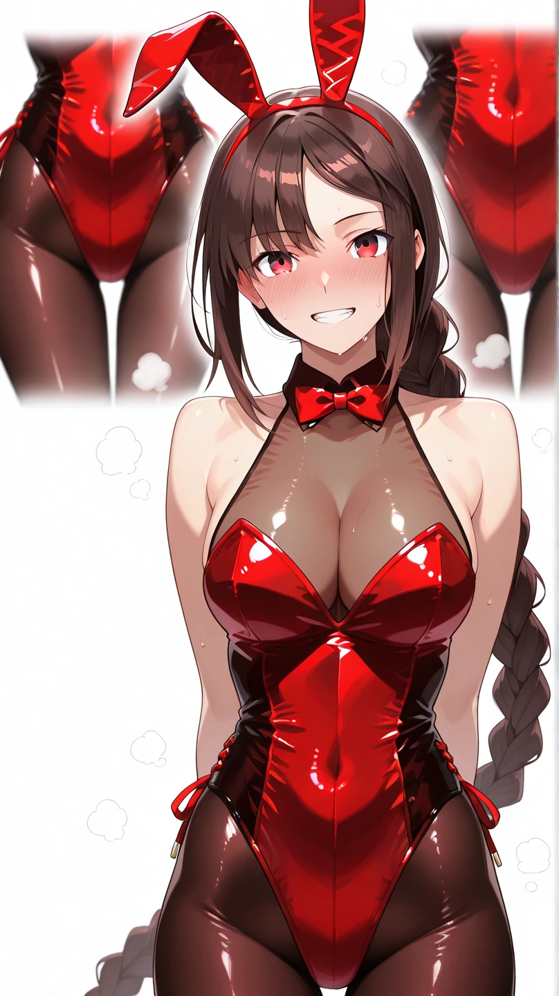 nsfw,High quality,1 woman, Beautiful woman,High-definition illustrations,Masterpiece,beautiful milf woman,Black Hair,drooling,Medium breasts,beauty breasts,fall into pleasure,spoken japanese,Cuckold face,Cuckold sex,Drowning in pleasure,vaginal penis,Pleasure training,??? training,bdsm costume,Her body arches back in an intense ??????