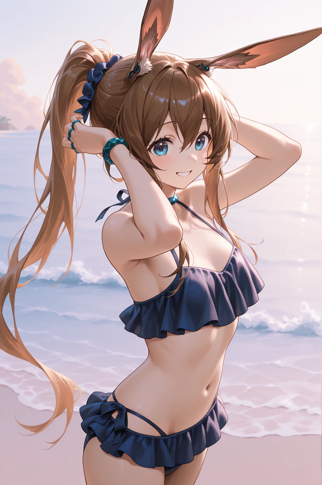 origin, 1girl, pale skin, solo,(swimsuit, bikini), ass, breasts, looking at viewer, outdoors, black bikini, sky, blue sky, back, looking back, day, large breasts
<lora:iris-pynoise-000008:1>