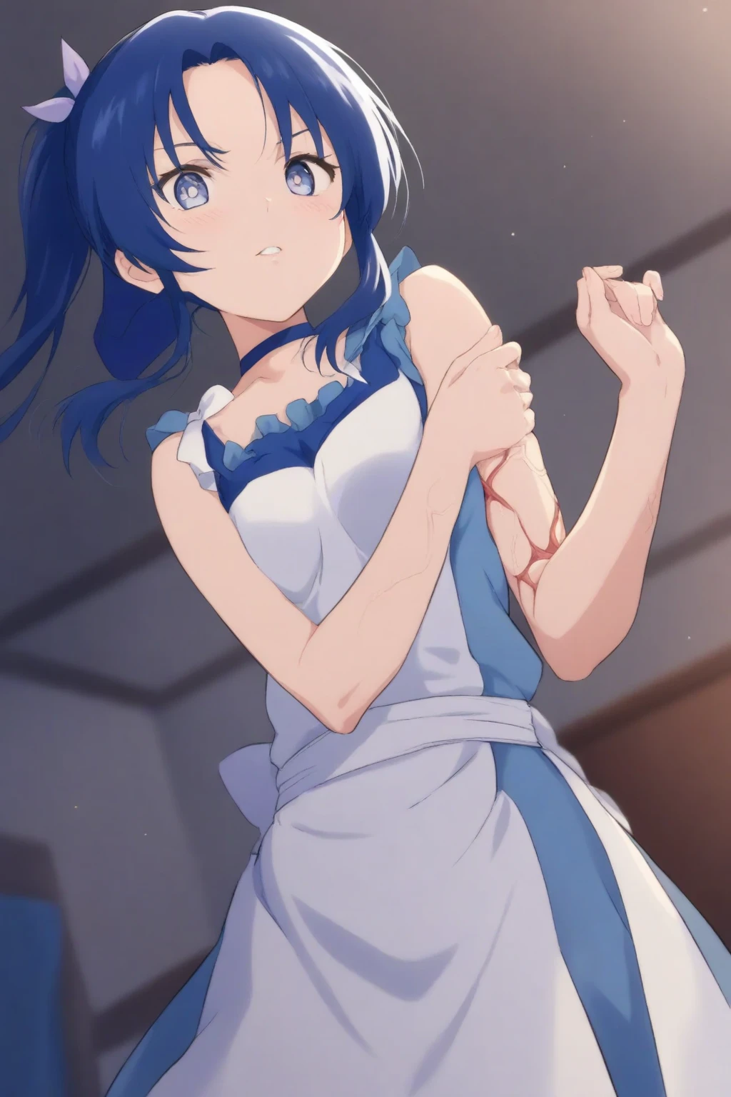 Highest quality、Ultra-high quality、woman、high school student、short hair、Completely naked、Large Breasts、woman器、右手の指をwoman器に挿れる、Touch the nipple with your left hand、woman器から白い液が溢れ出る、喘ぐwoman、Are standing、Open your crotch just a little、Bathroom