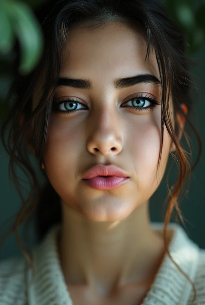 A captivating, high-drama portrait of an extremely beautiful woman, raind drop background, in the style of hyperrealist, selective focus, hall of mirrors, bokeh, hyper-realistic portraits, mysterious and dreamlike scenes, fragmented portraitures. Shot with a Nikon Z9, 50 mm f/1.2 lens, directed by Ridley Scott