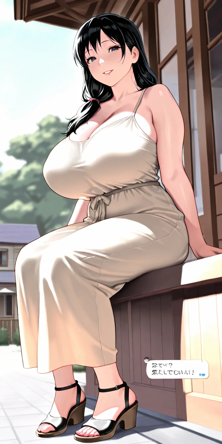 masterpiece, extra limbs, 1japanese house wife, 38 years old, black extra long hair, huge breasts plump beautiful breasts,pregnant, (((smile))), (((clothed white blouse,buck long skirt))),wedding ring, standing breast hold