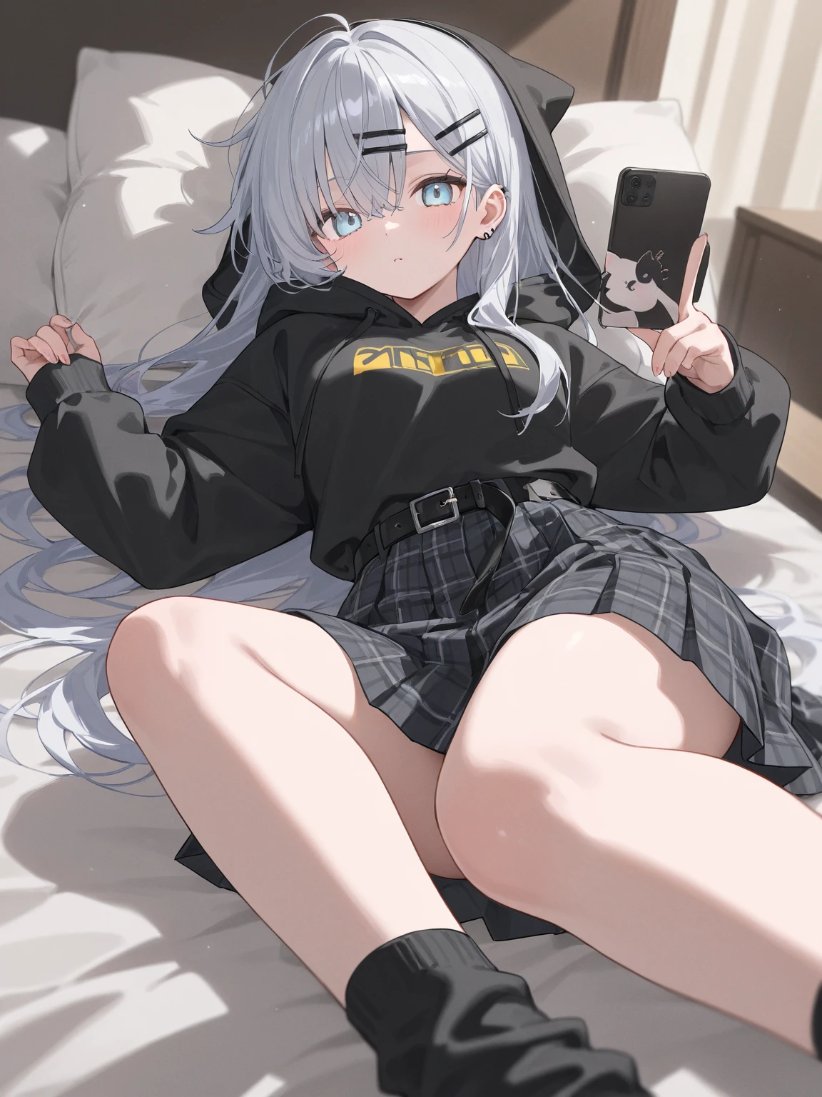 score_9, score_8_up, score_7_up, source_anime, best quality, masterpiece, official art, absurdres, highres, ultra-detailed,waifu2x,Collection: Slice of Life,break,1girl, hare \(blue archive\),green eyes, white hair,ponytail,halo,hairclip,(white jacket:1.2),black hoodie,long sleeves,black footwear, sweat, masturbation, pussy, pussy juice, trembling, sexual climax, saliva, heavy breathing, indoors, break,dewy skin, perspiration on the skin,skin texture, fine lines, pores, natural imperfections,light reflections, glossy skin, shiny skin,break,(clear line illustration:1.2),very high resolution, very aesthetic, Best sexual lighting powered by famous artist, 8k,cute picture,beauty illustration,photoshop_(medium),,(Detailed Lighting),uncensored,