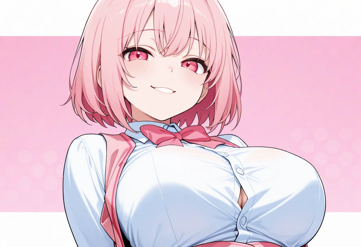minamikotobuki\(oshinoko\), 1girl (masterpiece) (best quality)(shiny hair)(shiny skin)(shiny skin), 1 girl, solo, short hair, boob curtain, under boobs, upper body, bikini
