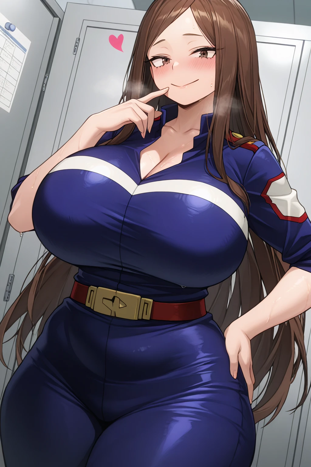 8K High Definition, Kugisaki Nobara, brown hair, cabello corto, pose seductora, Rostro inexpresivo, tetas gigantes, enorme culo , curvy, uniforme escolar