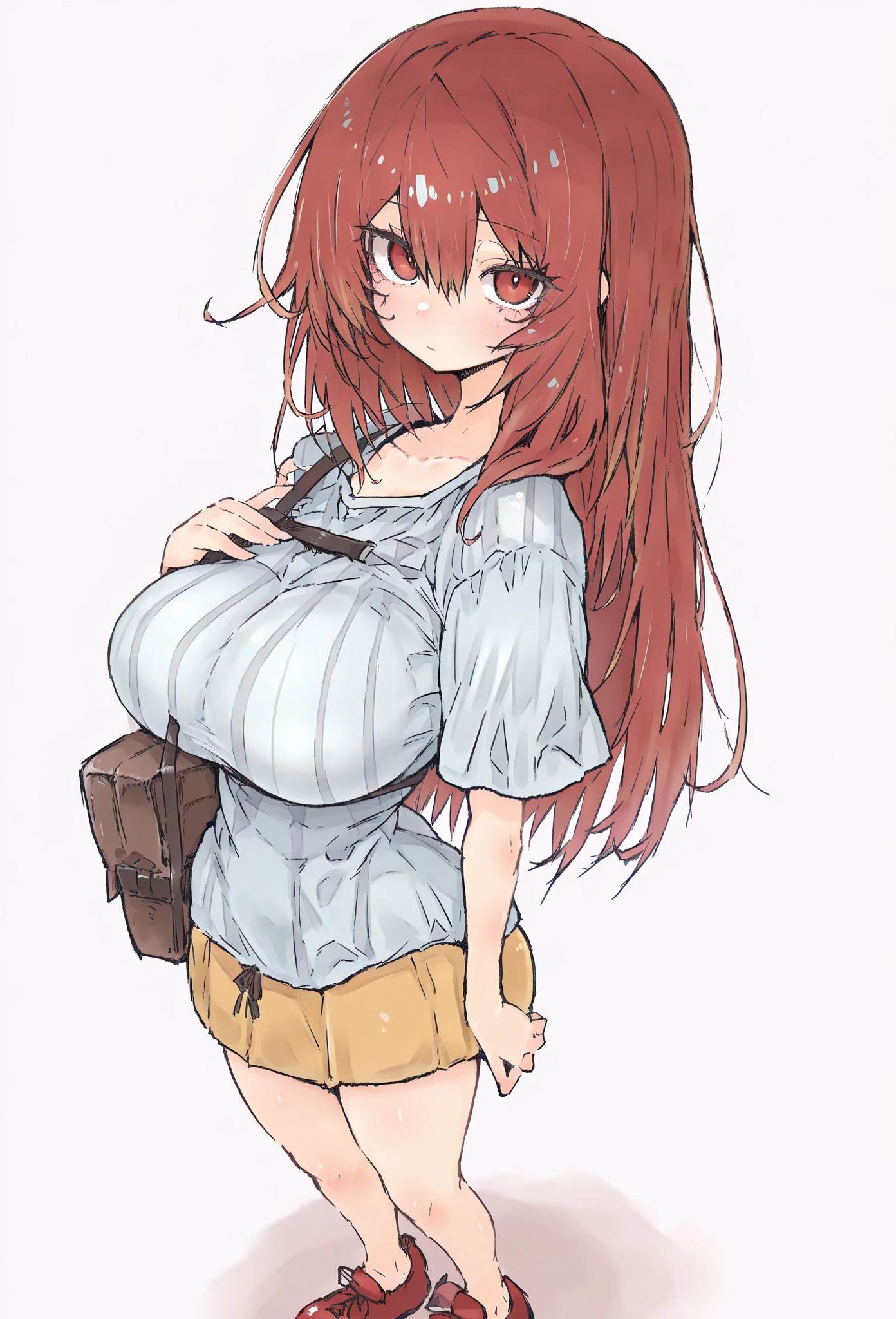 Extend the black top to cover her belly , high waisted jeans, remove bare skin, fully clothed