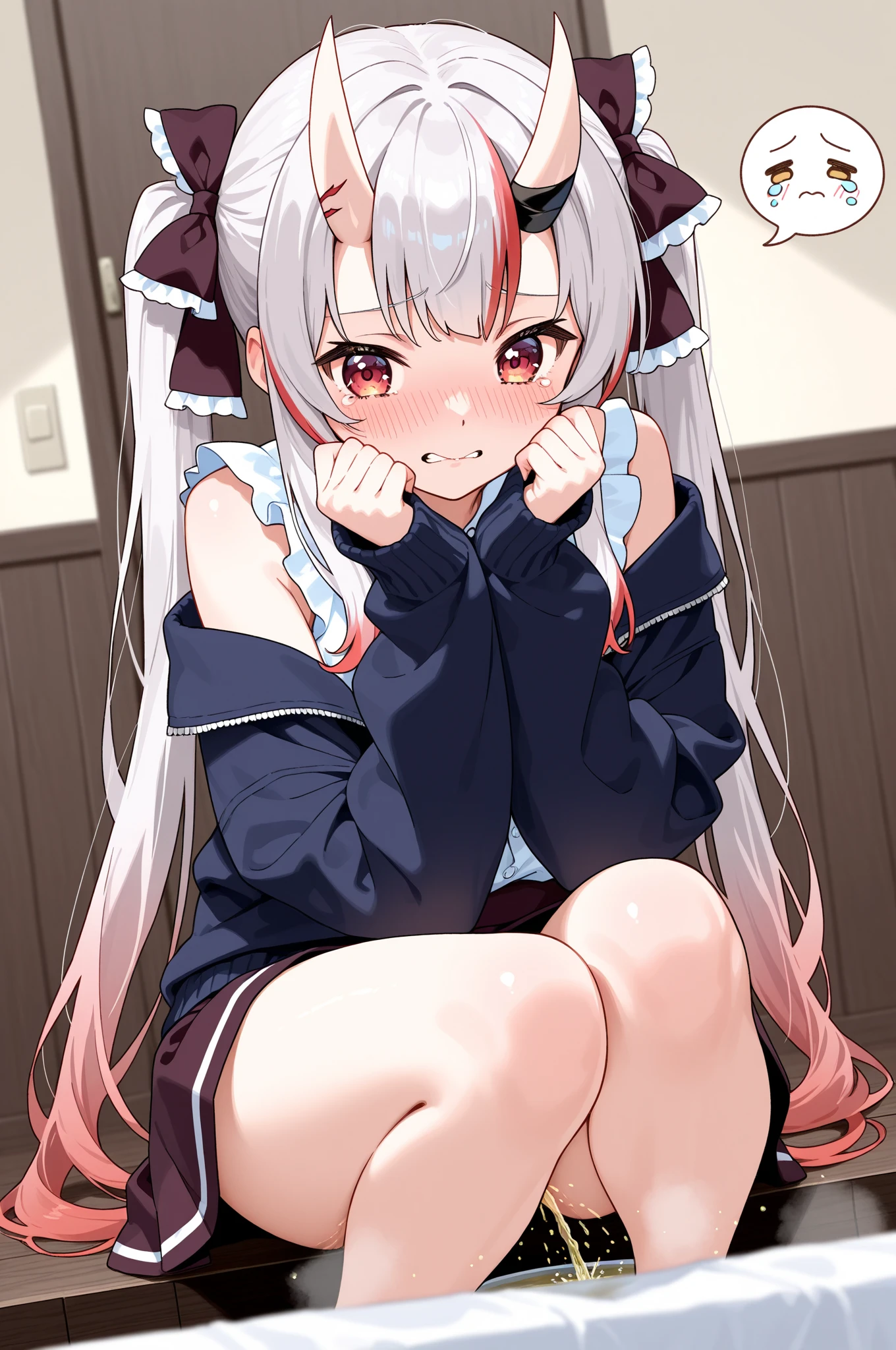 (Highest quality、Masterpiece、Very detailed、4K)、One woman、12 years old、Bunny girl、squat、front