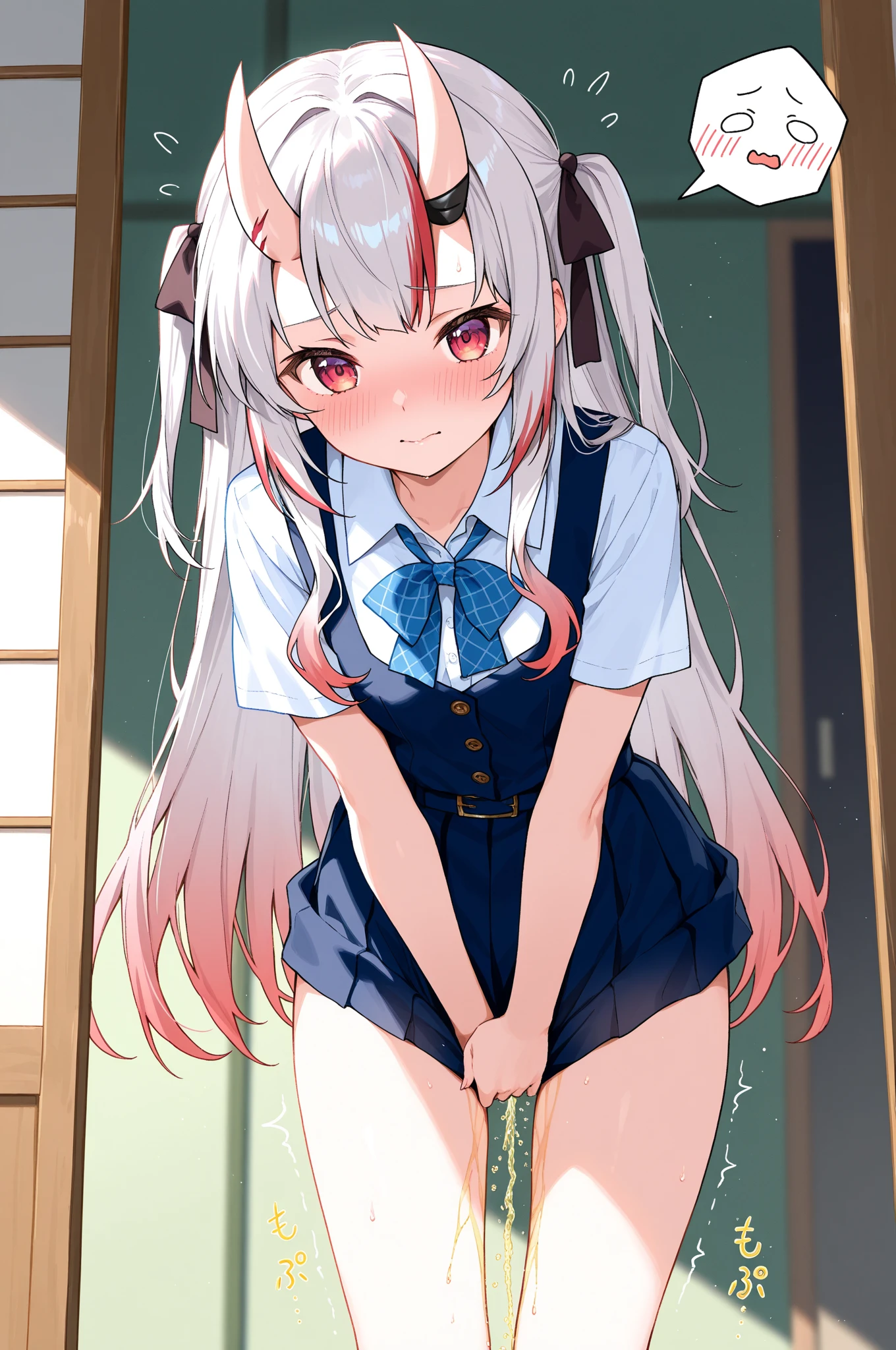 Anime girl with cat ears and pink skirt posing for a photo, she has dark gray hair with long braids, kartik girl, bottom view, blushed, no panties, I see your pussy