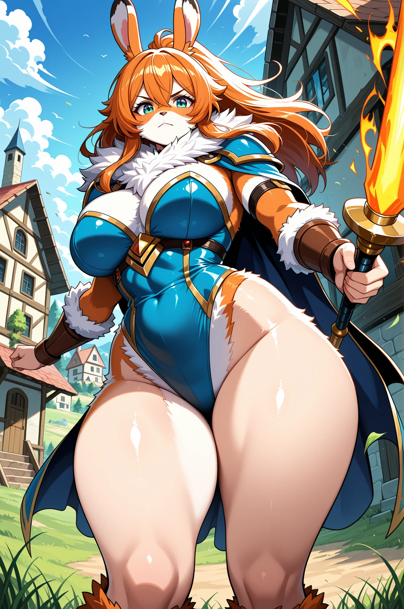 Very busty, elf, large breasts, Humongous breasts that threaten to rip through clothing, comically large breasts, red revealing clothing, muscular, breasts so big the will rip through anything, breast as big as mountains, mountains, red hair, asymmetrical hair, smile, embarrassed, pointy ears, earrings, nosebleed, UHD, masterpiece, high details, high quality, 16k