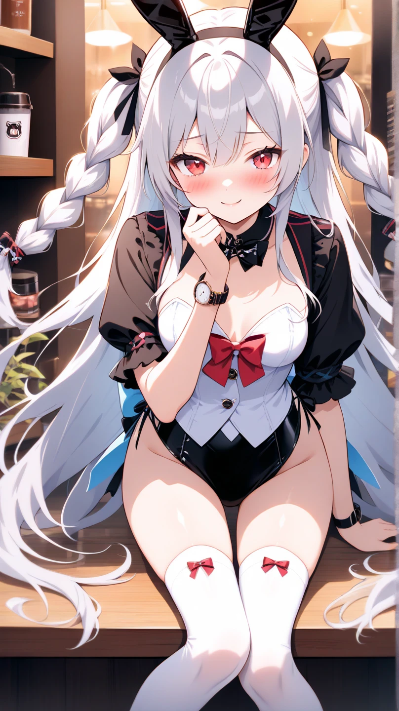 longeyelashes, detailed beautiful face, 4k quality, (arms behind back:1.5), bound arms, Red rope, blushing, , gag, gagged, shibari, bondage, close ups, best quality, highres, standing,high quality, best quality, vibrator in pantie, tears, embressed, spread legs, m_legs,,((kneeling, arms behind back, bound arm, bound wrists, bound legs, wrists behind waist, rope bondage, shibari over clothes)), hands behind back,in the jail,jail, girl hogtied, big butt, ballgag, girl is blushing, girl is laying on belly, lots of ropes, girl completely immobilized, girl helpless, arms tied up behind back, looking at camera,hogtie bondage, santa claus, christmas tree, view from side,lying on stomach, jail,embressed,Botan, black top, fur-trim, oionlion ears, messy hair, skirt, messy hair, grey eyes, grey hair, long hair, black nails, sharp nails, dynamic pose, sexy pose,