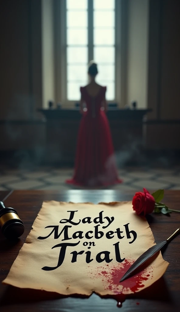 Create a poster for a play in black and red, with mysterious and burlesque elements. It should only say Shakespeare In Bar and contain a musical staff