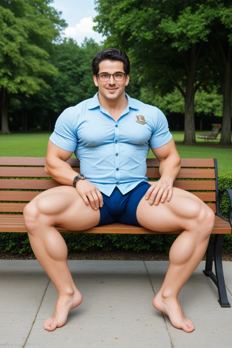 full body, a young chubby fat white european handsome guy with short clean shaved undercut haircut, with a round huge belly, no abs, wearing metallic-blue shiny rubber shirt, white Nike lycra shorts, long white high soccer socks, white Nike vapormax sneakers, white Nike cap, silver chunky chains, bracelets, rings, lying on the floor, arrogantly looking at us, pointing his feet, in a sparsely furnished and dirty room 