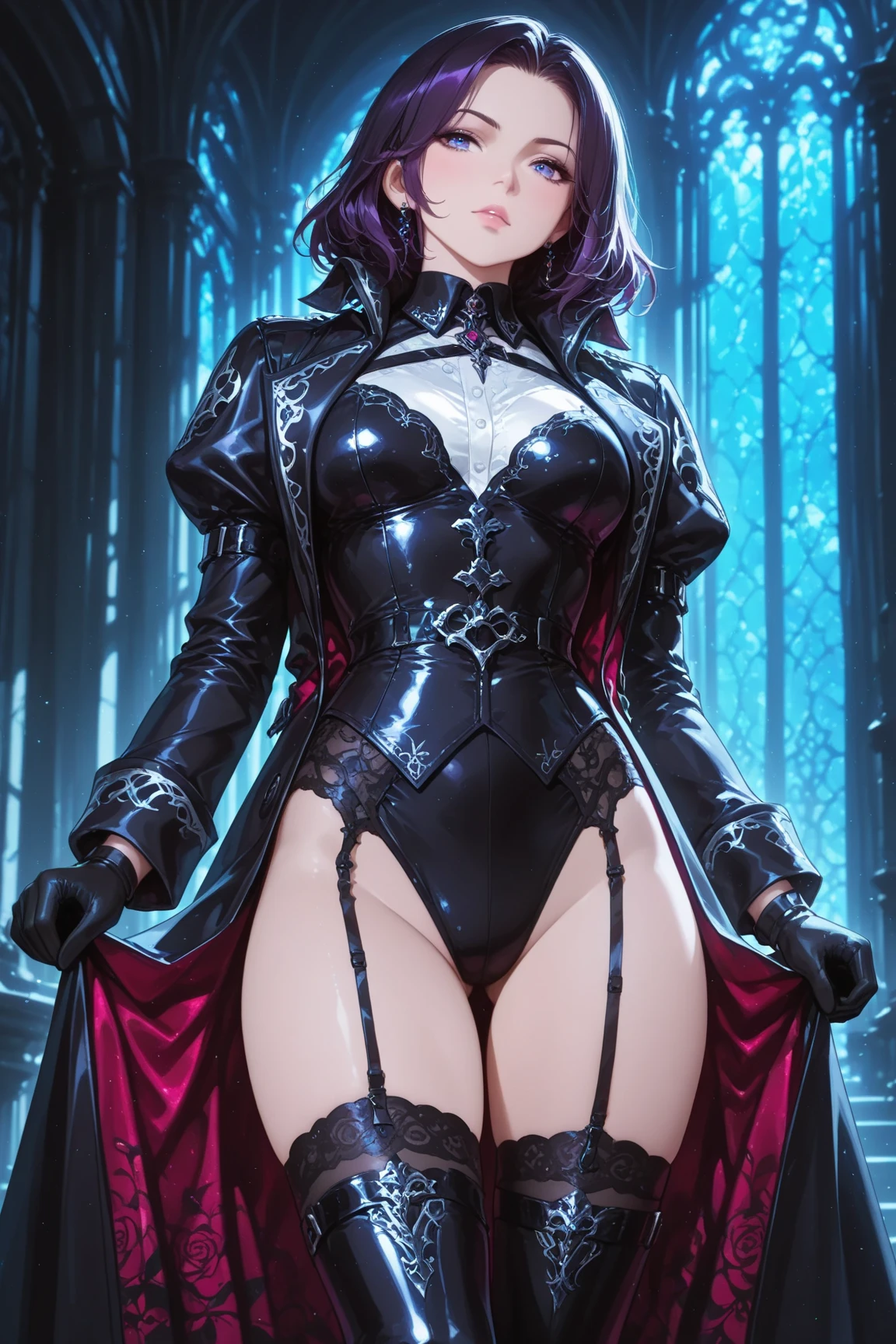 (masutepiece, Best Quality;1.3), ultra-detailliert, Rosemont, Digimon, The head is a rose flower. Cover his eyes. Black rose flowers. Female mouth. Black rubber suit. Breast exposure. Gloves and boots. Purple gemstones around her neck. Black cloak.holding a green whip with spines in his hand,,,