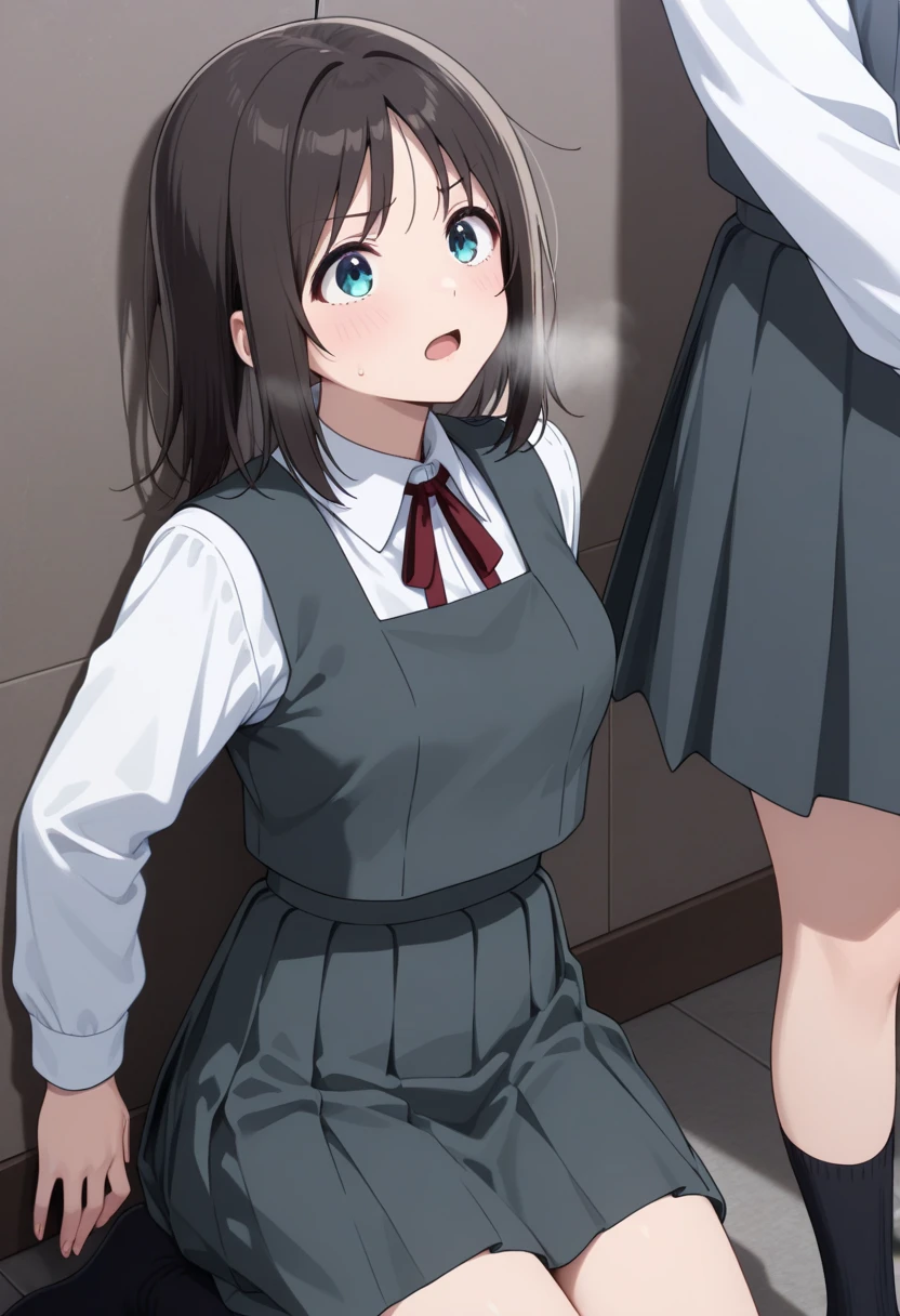 , Jumper skirt, Pee, Are crying, Peeing　