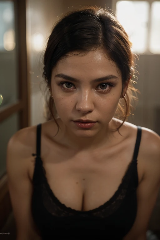 " 2woman, 35 Years Old, Indonesian , Lesbian Scene, Tank Top, big , full body, Curvy body, sharing Passionate hug and eating pussy