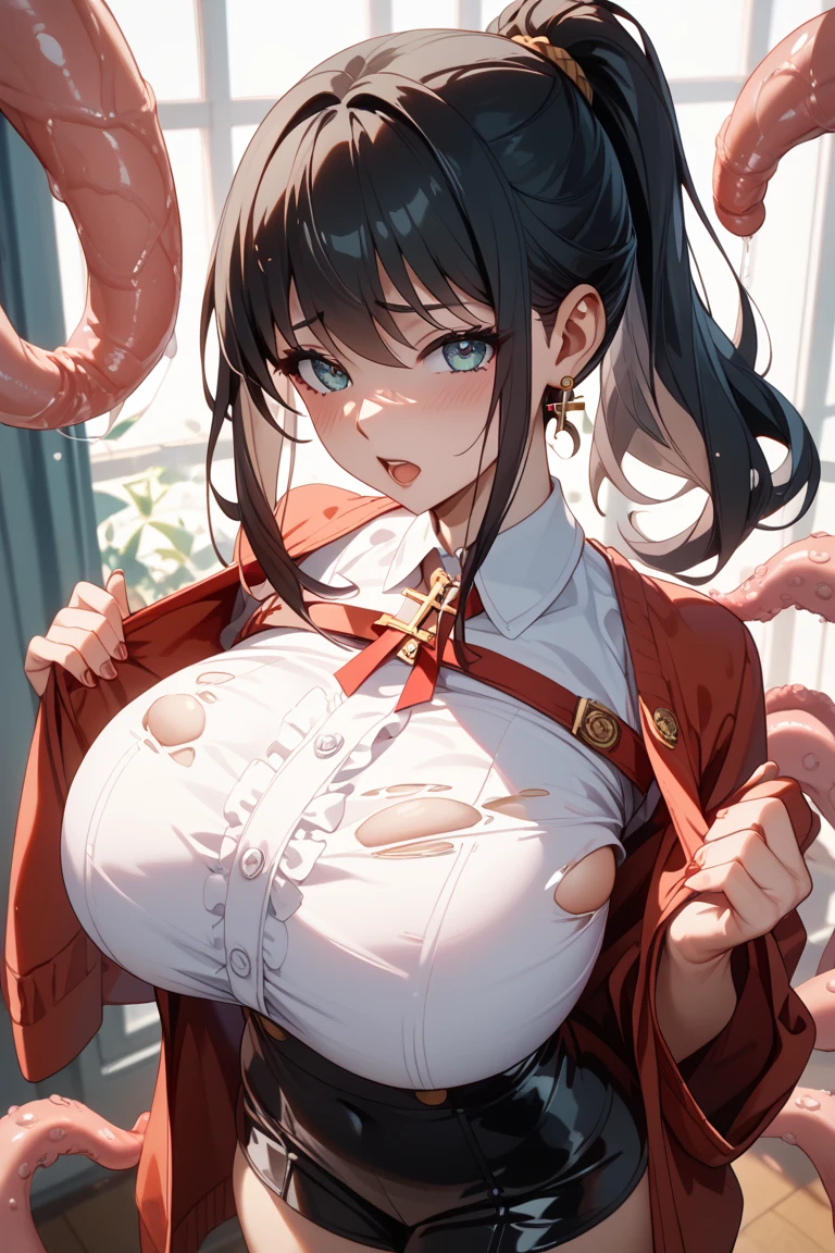 NSFW masterpiece, 最high quality, high quality, High resolution, high quality texture, high quality shadow, High Detail, Beautiful details, Detailed, Extremely detailed CG, Detailedテクスチャー, a Realistic representation of the face, Realistic, colorful , delicate, Cinematic Light, Side light, Lens flare, Ray Tracing,tailed beautiful delicate face, detailed beautiful delicate eyes,nurse (woman:1.5) (Mature Woman:1.5) Detailed髪 柔らかい髪 形の良い唇 病院 椅子に座っている (spread legs), spread pussy crotch grab ((Wet)) (((orgasm))) erect nipples tongue licking,fellatio (ahegao:1.3) tentacle rampage, tentacles raping, sex with tentacles, sexual tentacles (Tentacle Sex:1.5) (excessive cum:1.3)(cum on body:1.5) cum overflow (torn clothes:1.4)