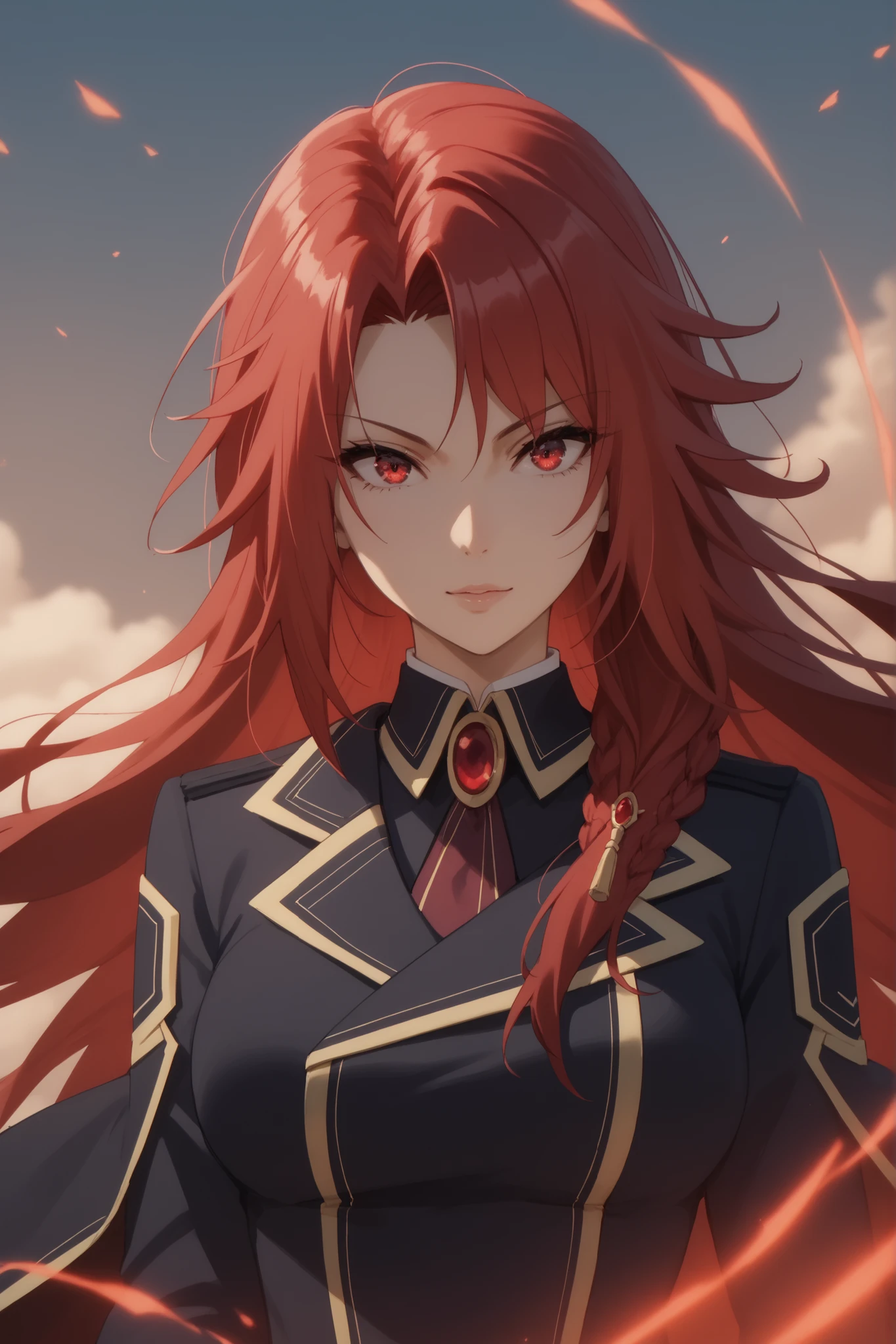 high quality, 8K ultra HD, Iris Midgar red hair red eyes , beautiful woman