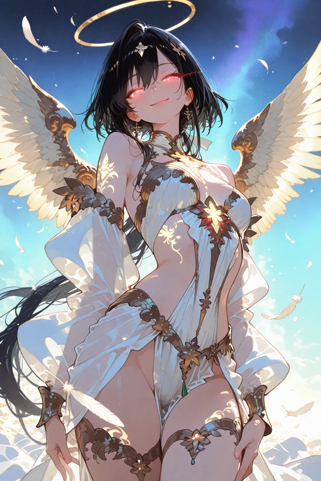 Images are displayed in ultra-high resolution，Make sure details are clearly visible，Vivid colors。In the center is a pink angel，She has a pair of huge、Fully feathered wings，The color of the wings matches her outfit。The angel holds Cupid&#39;s pink heart bow and arrow，Bow and arrow with exquisite design，The tip of the arrow is shining，Symbolizes the power of love。There is a shining angel halo around her head.，With a gentle smile on his face，The eyes reveal kindness and innocence。She is a beautiful girl，Have a delicate face and makeup，Fair and translucent skin。She is wearing a beautiful anime-style outfit that is mainly pink and white.，The clothes have intricate patterns and decorations，Showing elegance and luxury。The whole picture is full of anime-style fantasy，The overall color is mainly pink，Soft and warm colors，Create a world full of love and beauty。