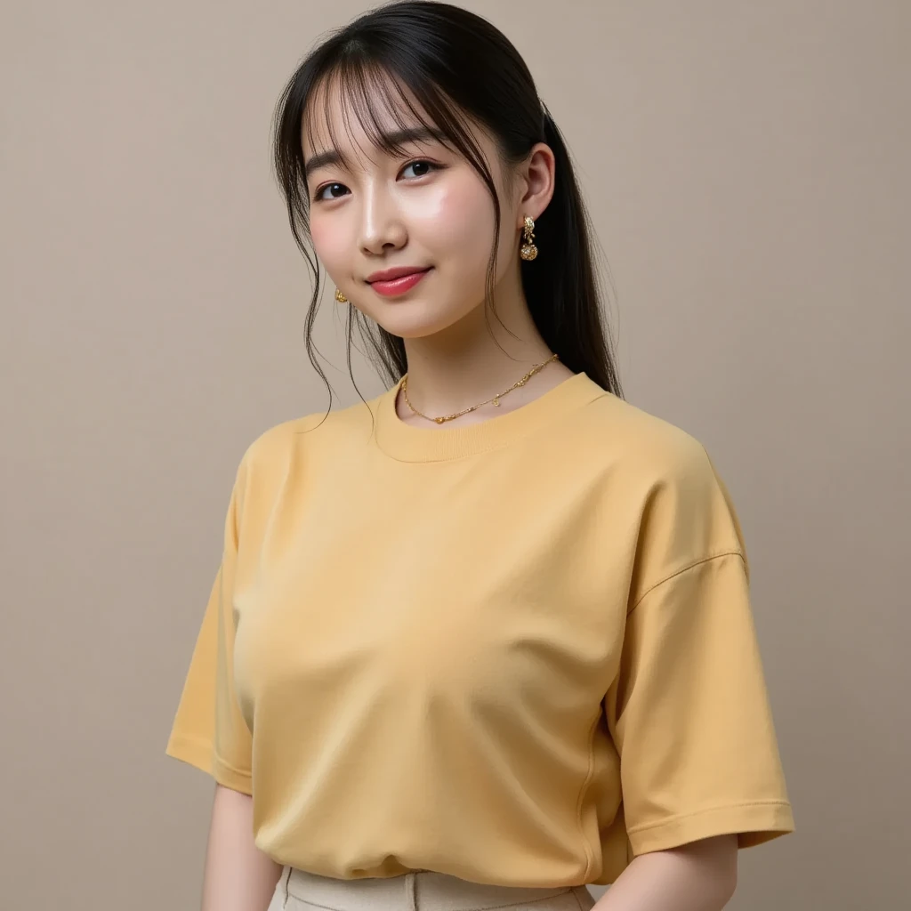 (Highest quality, 8K, 32k, masterpiece, Ultra-high resolution: 1.2), 1 Girl, Beautiful Japanese Woman, Narrow waist, (Lovely Face),, ((Neat and clean clothes), Natural clothes, 、color々With a wide variety of clothes、淡いcolorのブラウス, (Mimore length skirt), Elegance Casual), Age 25, Cinematic Light, (Biting pose: 1.2), (Smile at someone you like),Concrete wall、Silky Hair、Long Hair、constricted hair、Loose and fluffy hair