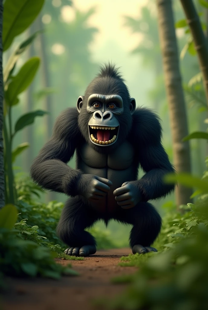 Gorilla playing lots,Gorilla smiling