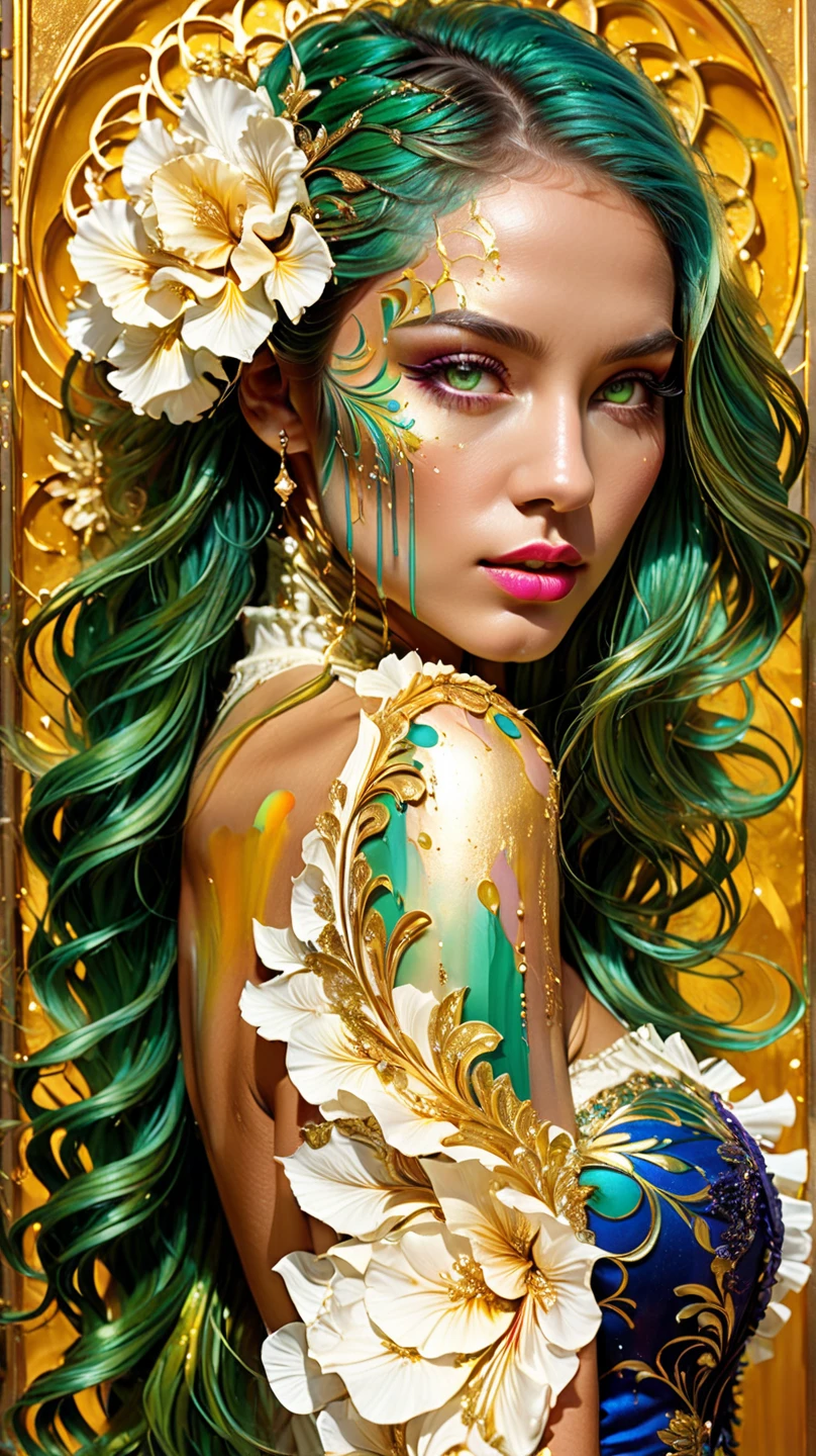artwork by Katsuya Terada, mid center composition
8K, HD, intricate detailed masterpiece, ++Billie Eilish in a sexy bralles top, ++pantyhoes, tights+, Billie Eilish no bra+, +big , transparent, glowing green eyes, green iris and black eye ball, full body shot, green hair, anatomecly correct, body ,organic shapes, hard edges, anatomecly correct body, sentual +sexy poce, hyper realistic, Billie Eilish elegant,cinematic lighting, highly detailed, intense colors, octane rendered Billie Eilish, surreal mood, award winning picture, glowing rich colors, iridiscent accents,- dramatic shadows,dynamic and atmospheric lighting, anamorphic lens, sharp focus, trending on Gsociety and ArtstationHQ, see through, glowing rich colors, 8K, 3D rim light, 3d final render, 3d shading, unreal 5, octane render, iridiscent accents, highlights and overtones,
intricate high detail masterpiece by Katsuya Terada, in the STYLE of Katsuya Terada