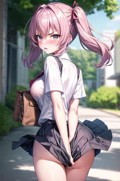 Beauty、mini skirt、panties、backwards