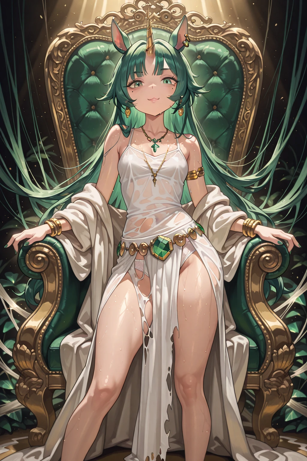 (masterpiece, best quality), <lora:GAME_palutena_aiwaifu-10:0.85>,
palutena_aiwaifu ,aiwaifu ,green hair ,long hair ,palutena mature_female,jewelry ,very long hair ,dress ,bare shoulders ,tiara ,green eyes ,necklace ,strapless ,strapless dress ,white dress ,armlet ,large breasts, wide hips, toned, curvy,neck ring ,laurel crown ,thighhighs ,parted bangs ,vambraces ,bangs ,side slit ,gold ,forehead jewel ,pendant ,white thighhighs ,belt ,cleavage ,collarbone ,bracelet ,bracer ,long dress ,circlet ,gem ,lips,, indoors, absurdres, highres, framed image,original,balloon,bed,bedroom,blood on knife,blood splatter,bookshelf,calendar (object),carpet,computer,door,electrical outlet,full body,knife,laptop,mirror,open door,picture (object),pillow,reflection,sitting,stool,stuffed animal,stuffed toy,table,teddy bear,trash can,window,