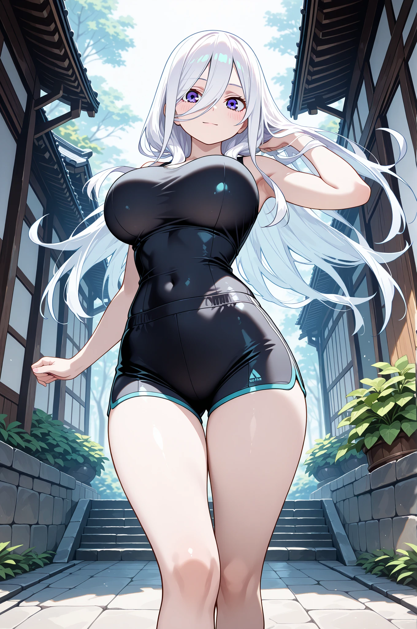 1woman, white hair, long hair, rabbit ears, rabbi tail, bikini, beach, standing on ground, high res, ultra sharp, 8K, masterpiece