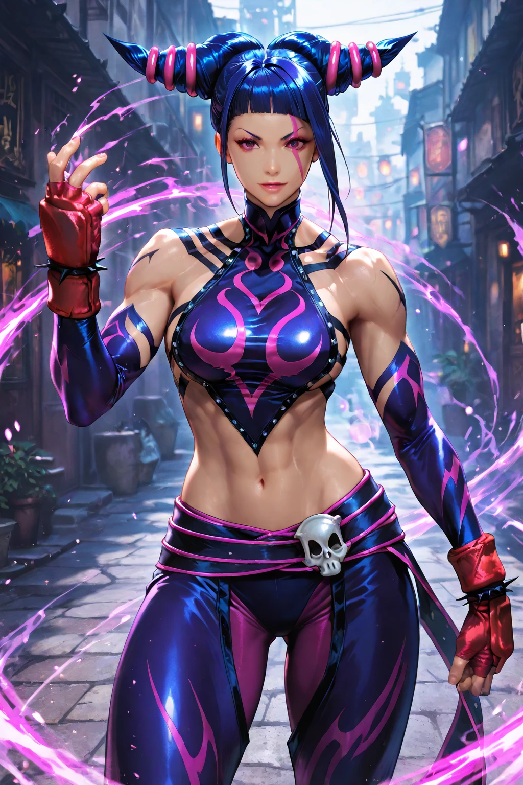 1girl, konan akatsuki in anime naruto, short hair, blue hair, black eyes, smile, beautiful, sexy dress, sexy clothes, black and red clothes, very big breast, realistic clothes, detail clothes, outdoor background, ultra detail, realistic